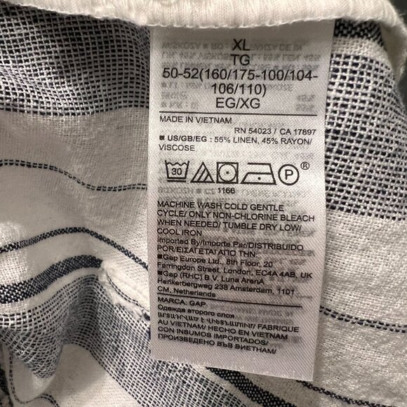 GAP 4" Pull On Striped Linen Blend Shorts With Pockets Drawstring Large - Picture 7 of 15